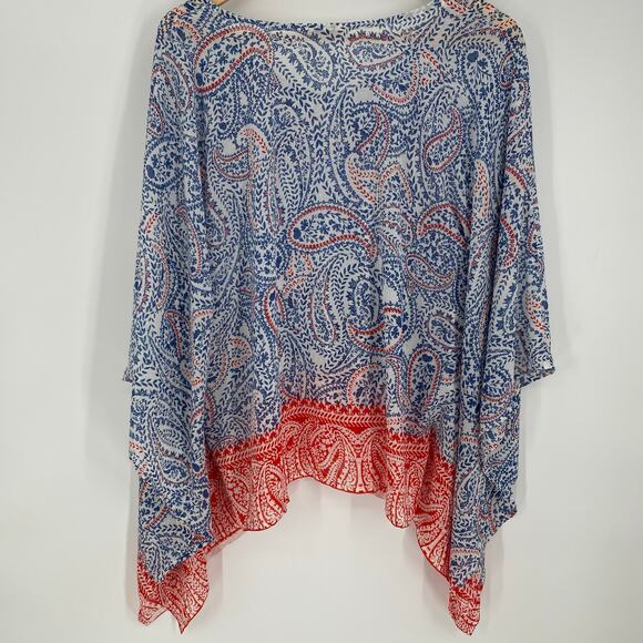 Ariat Shawl Women’s Small Blue & Red Paisley Oversized Lightweight Feminine - Picture 2 of 10